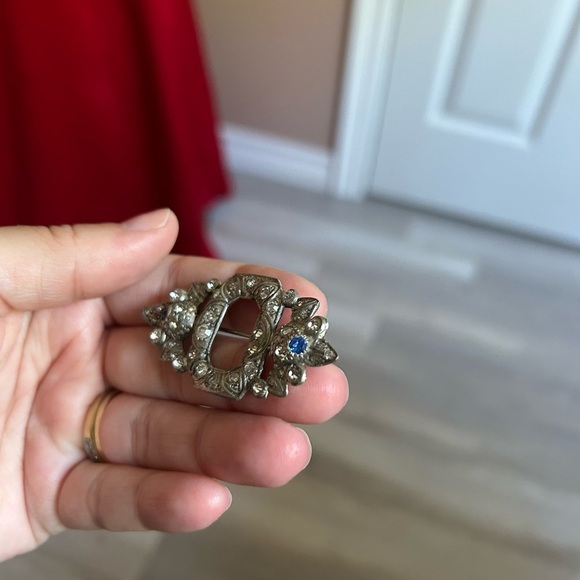 EISENBERG 1940 crystal platinum Elegant Silver and Blue Brooch 💙 - Picture 5 of 7